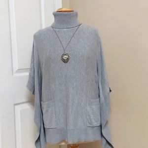 MICHAEL KORS women's knit Turtleneck poncho sweater in gray size S